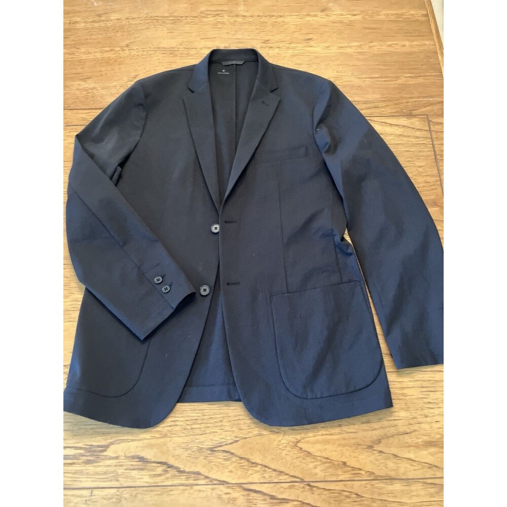 Men’s Black Solid Blazer M Regular Single-Breasted 2-Button Notch Lapel